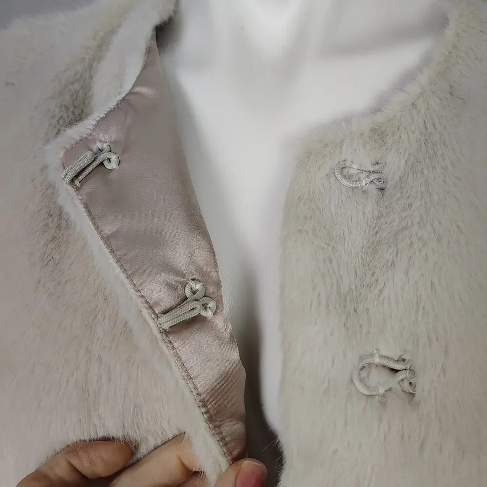 J.Crew Faux Fur Lady Jacket Cream Ivory Cropped Coat Size XS